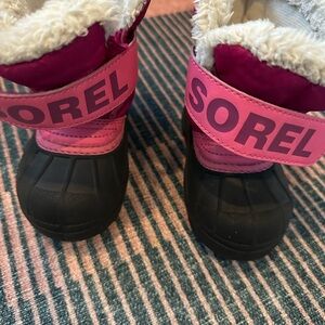Kids Sorel Pink and Black Snow Boots